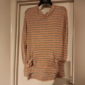 Juniors light weight pullover striped hoodie w/pouch pocket sz XL